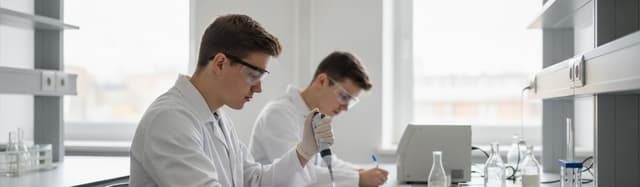 un laboratoire de biotechnologies de lycée technologique en matinée, plan large documentaire, deux élèves de terminale e