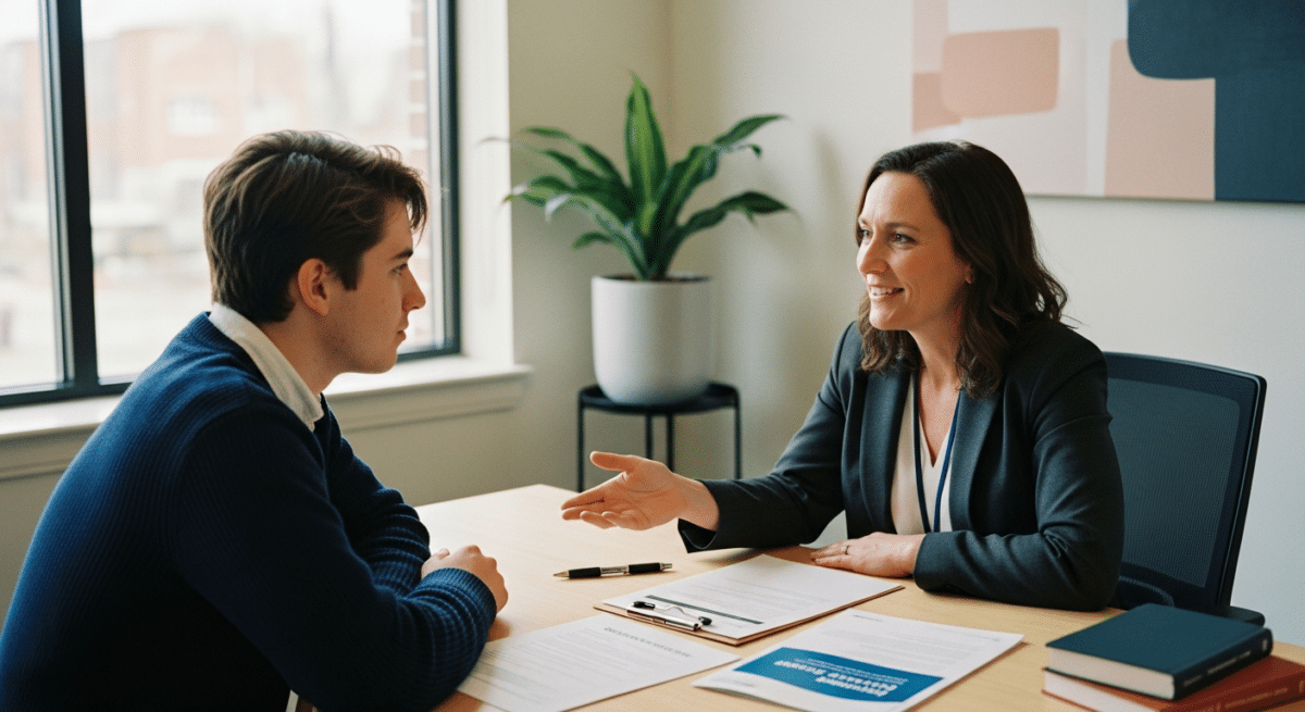 Étudiant en rendez-vous avec le service handicap de son université