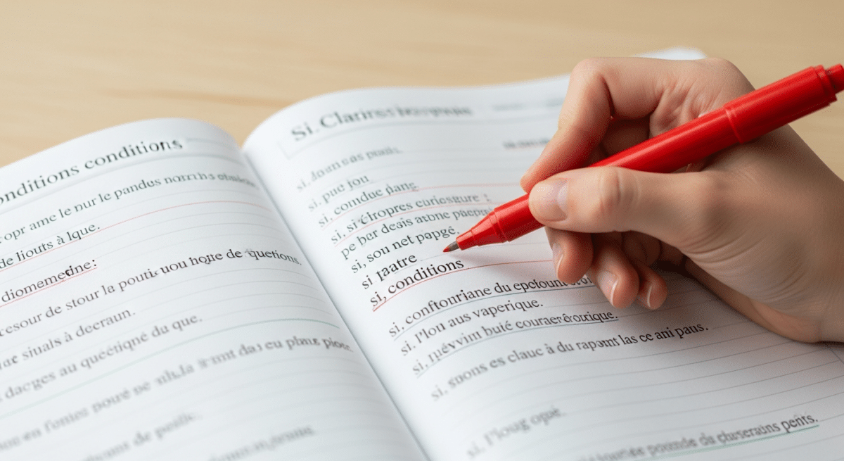 Cahier d'exercices de grammaire française avec phrases conditionnelles