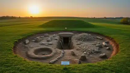 Site funéraire préhistorique en Allemagne avec tumulus néolithique et tunnel médiéval mis au jour par les archéologues.