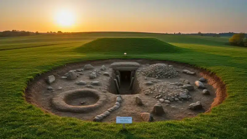 Site funéraire préhistorique en Allemagne avec tumulus néolithique et tunnel médiéval mis au jour par les archéologues.